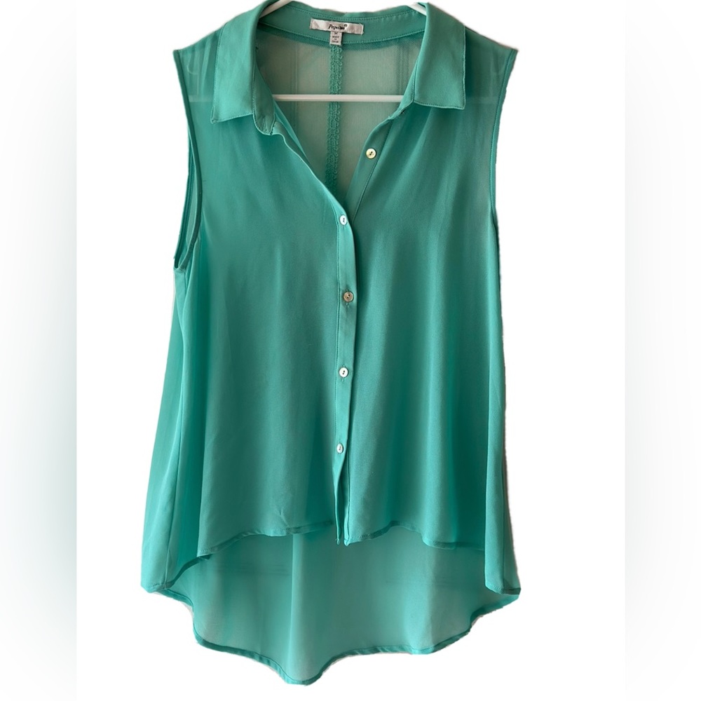 Papaya Turquoise Blouse with Lace Detail
